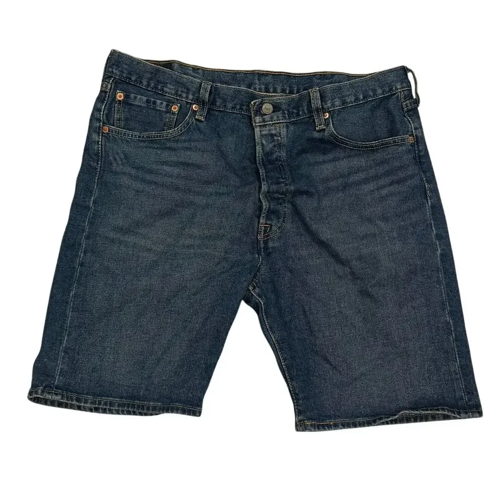 Levi's 501 Denim Shorts Mens 38 Medium Wash Button Fly Stretch 9 Inseam